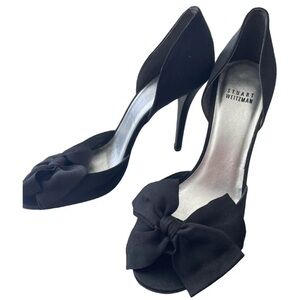 Stuart Weitzman Satin Bow D Orsay Heels